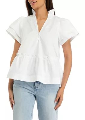 Crown & Ivy™ Women's Solid Flutter Sleeve Top | Belk