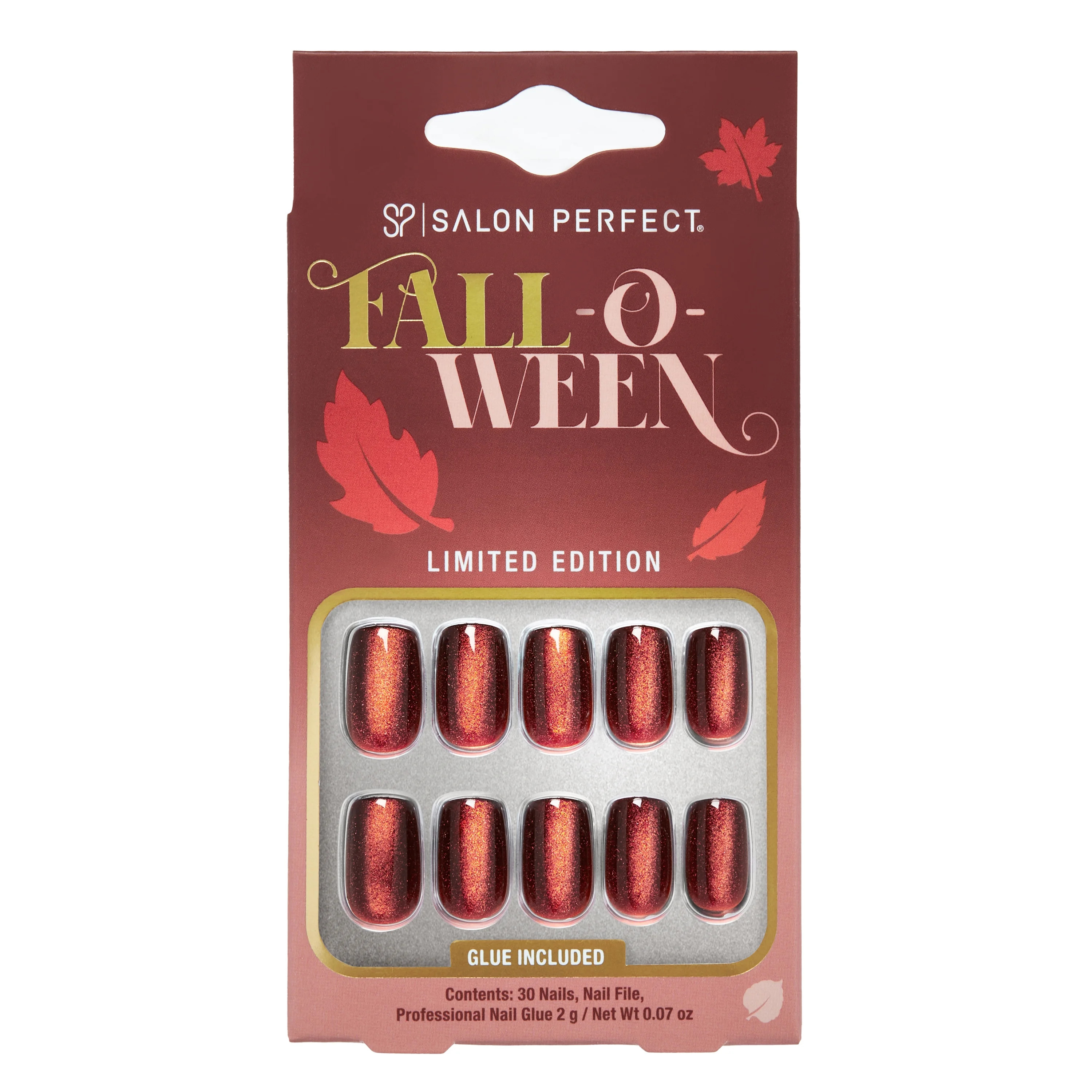 Salon Perfect Falloween Press On Nails, 314 Magnetic Orange, File & Glue Included, 30 Nails | Walmart (US)