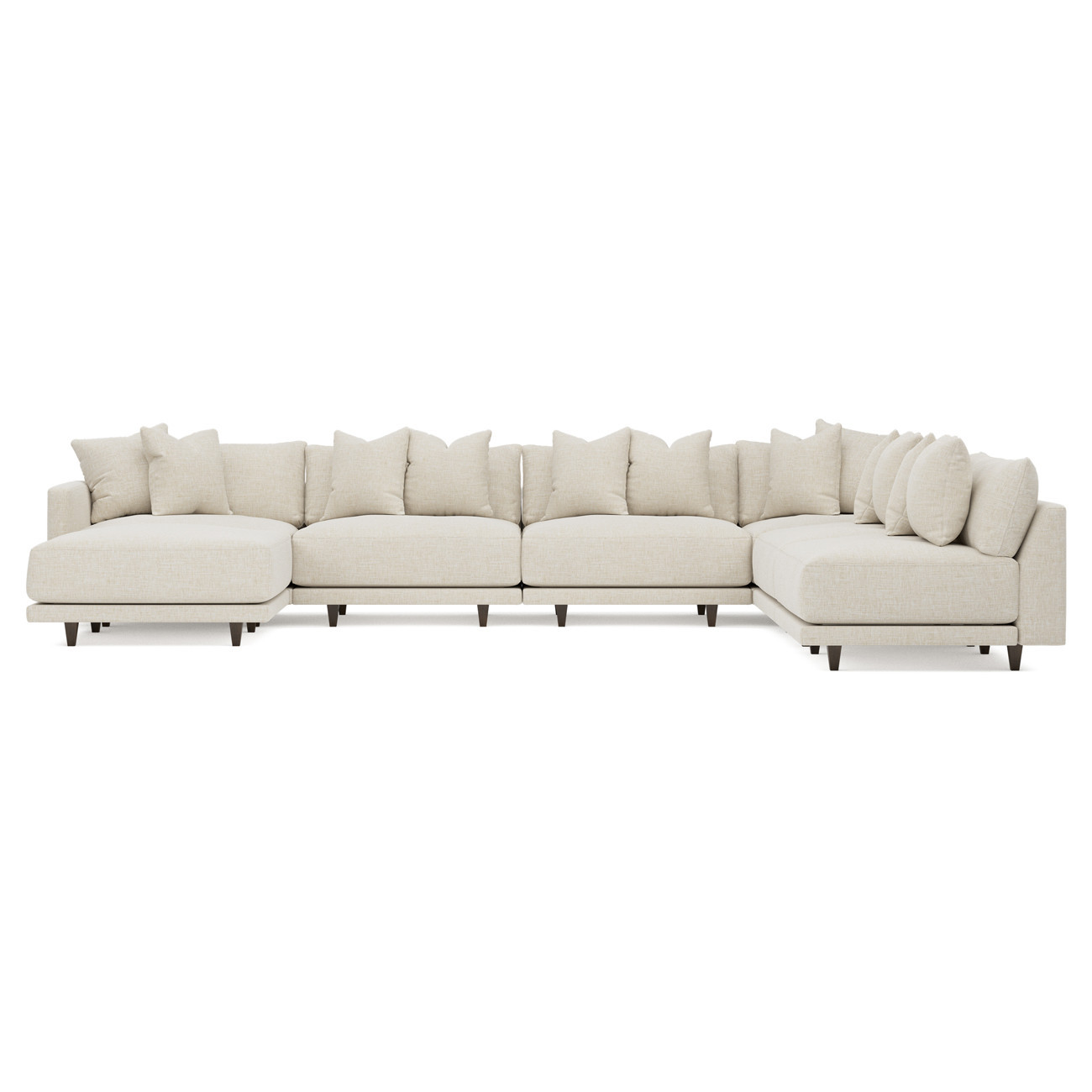 Toulouse Vanilla Modular 7-Piece Corner Sectional With Ottoman - Left End - 171 | Kathy Kuo Home