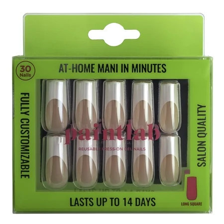 PaintLab Long Square Press On False Nails, French Chrome, White French Tip, 30 Count | Walmart (US)