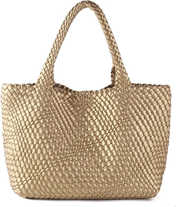 Woven Bag for Women，Vegan Leather Handwoven Tote Bags with Purse Shopper Bag Large Shoulder bag | Amazon (US)