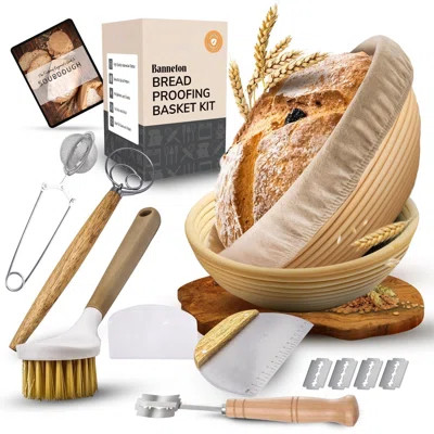 Banneton Bread Proofing Basket Set - 2X Round 9 Inch Baskets Sourdough Bread Baking Supplies Sour Dough Scoring Tool - Proofing Bowls For Sourdough Br | Wayfair North America