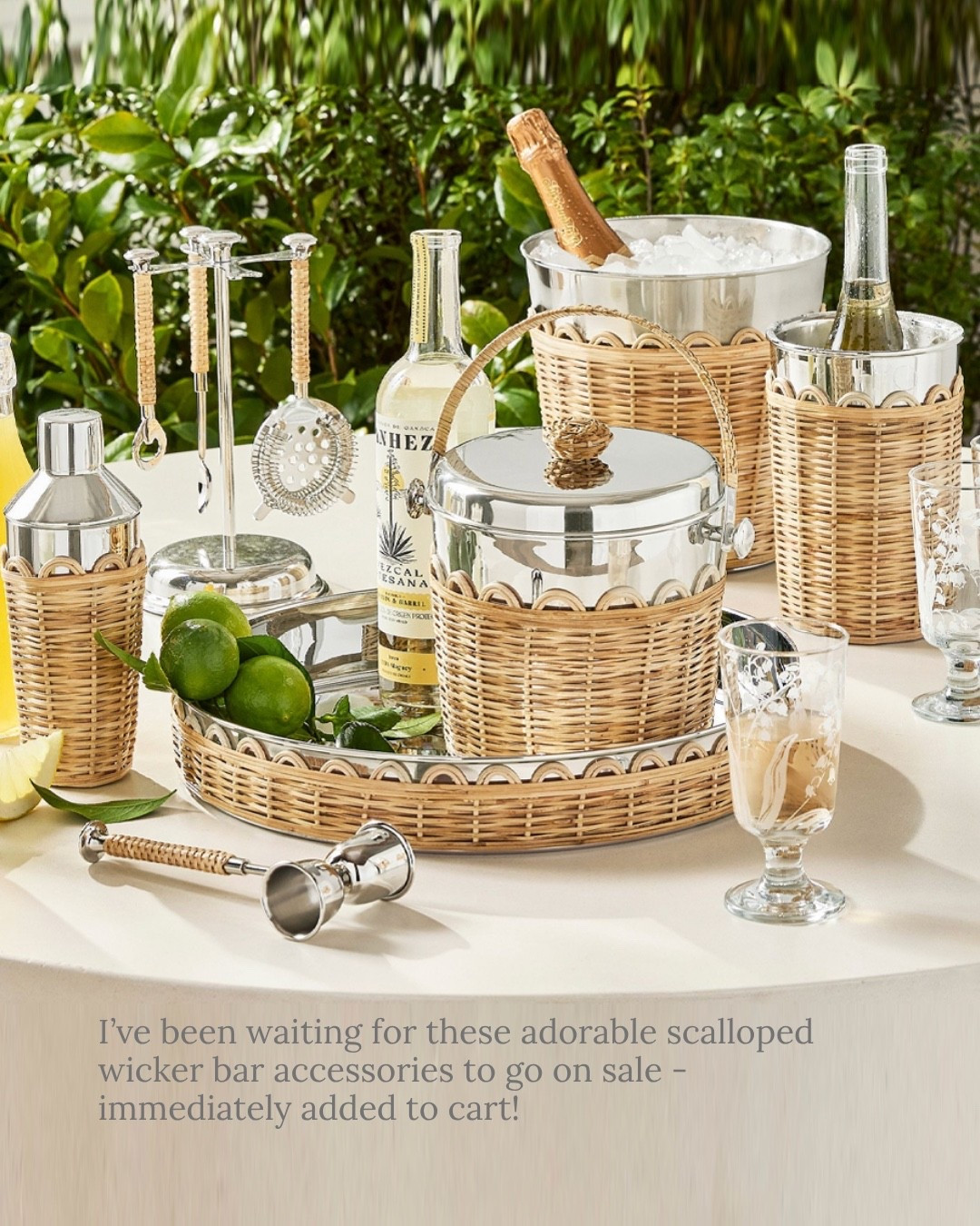 Just bought these adorable bar accessories - love the scalloped wicker! 30% off now!

Summer decor, summer entertaining, tabletop

#LTKSeasonal #LTKHome #LTKSaleAlert