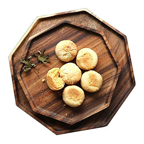 Set of 2 Acacia Wooden Trays Serving Platters Round Square Veggie Serving Tray Decor Bread Charcuterie Board Fruit Hosting Essentials Cheese Platter Vegetable Food Dish Charger Plate Charcuterie Board | Amazon (US)