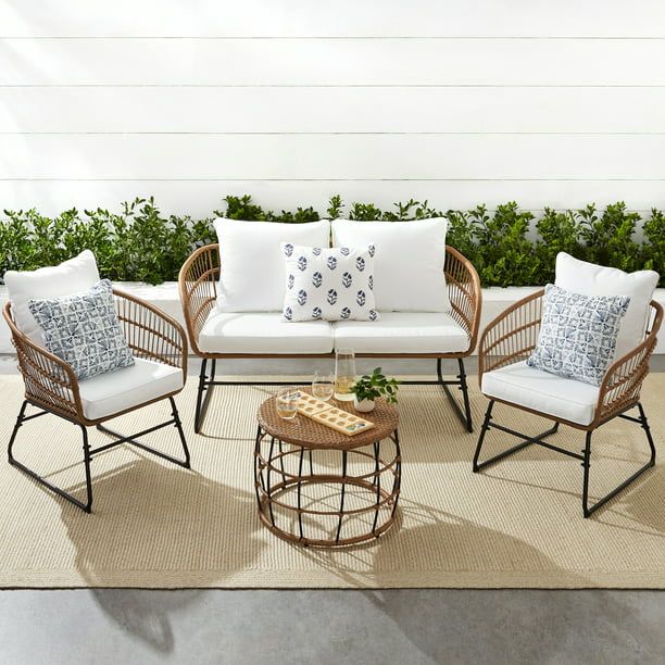 Best Choice Products 4-Piece Outdoor Rope Wicker Patio Conversation Furniture Set w/ Loveseat, Cu... | Walmart (US)