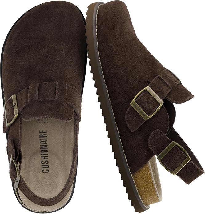 CUSHIONAIRE Brooklyn Genuine Suede Slingback Clogs for Women with Buckle | Amazon (US)