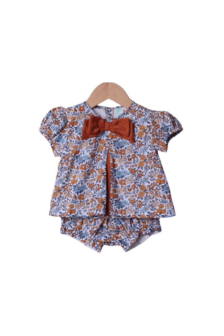 Fall Floral Bow Bloomer Set | The Smocked Flamingo