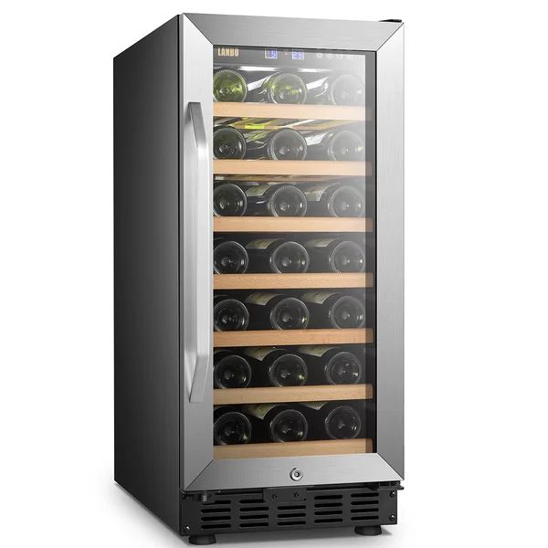 Lanbo Freestanding Refrigeration 15'' 33 Bottle Single Zone Wine Refrigerator | Wayfair North America