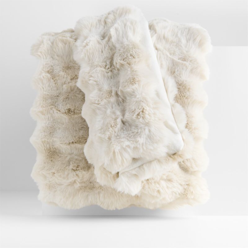 Textured Faux Fur 70"x55" Arctic Ivory Throw Blanket + Reviews | Crate & Barrel | Crate & Barrel