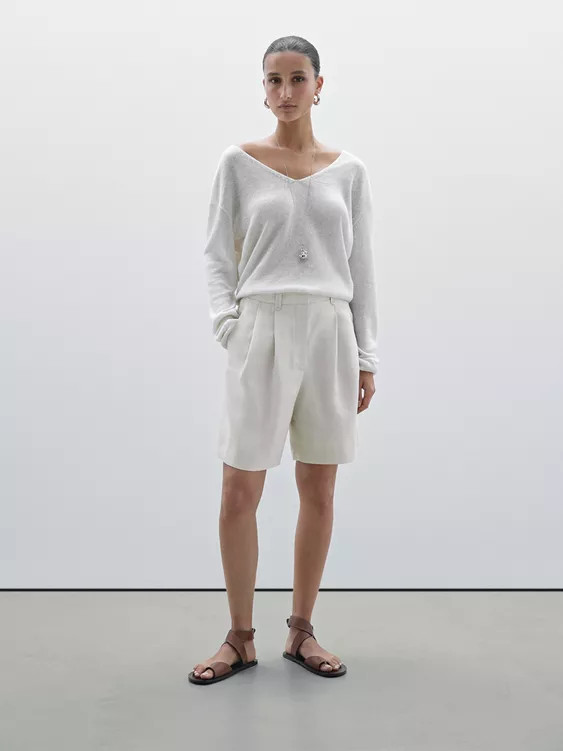 Pleated Bermuda shorts | Zara Canada