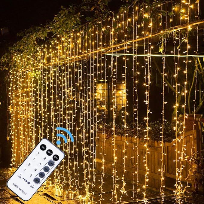 MAGGIFT 304 LED Curtain String Lights, 9.8 x 9.8 ft, 8 Modes Plug in Fairy String Light with Remo... | Amazon (US)