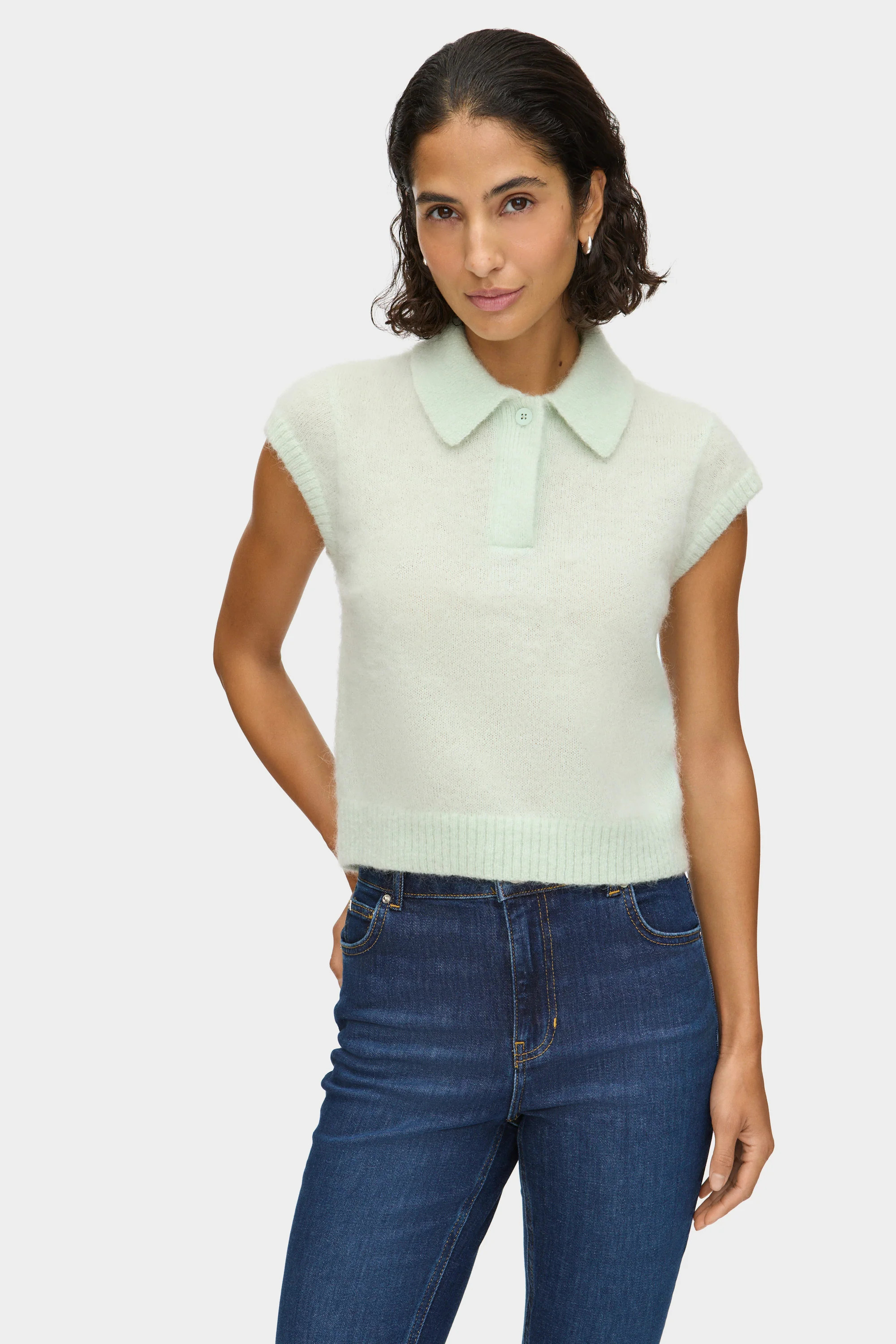 ALIGNE Mohair Knit Polo Top - Mint | Lexi | ALIGNE USA