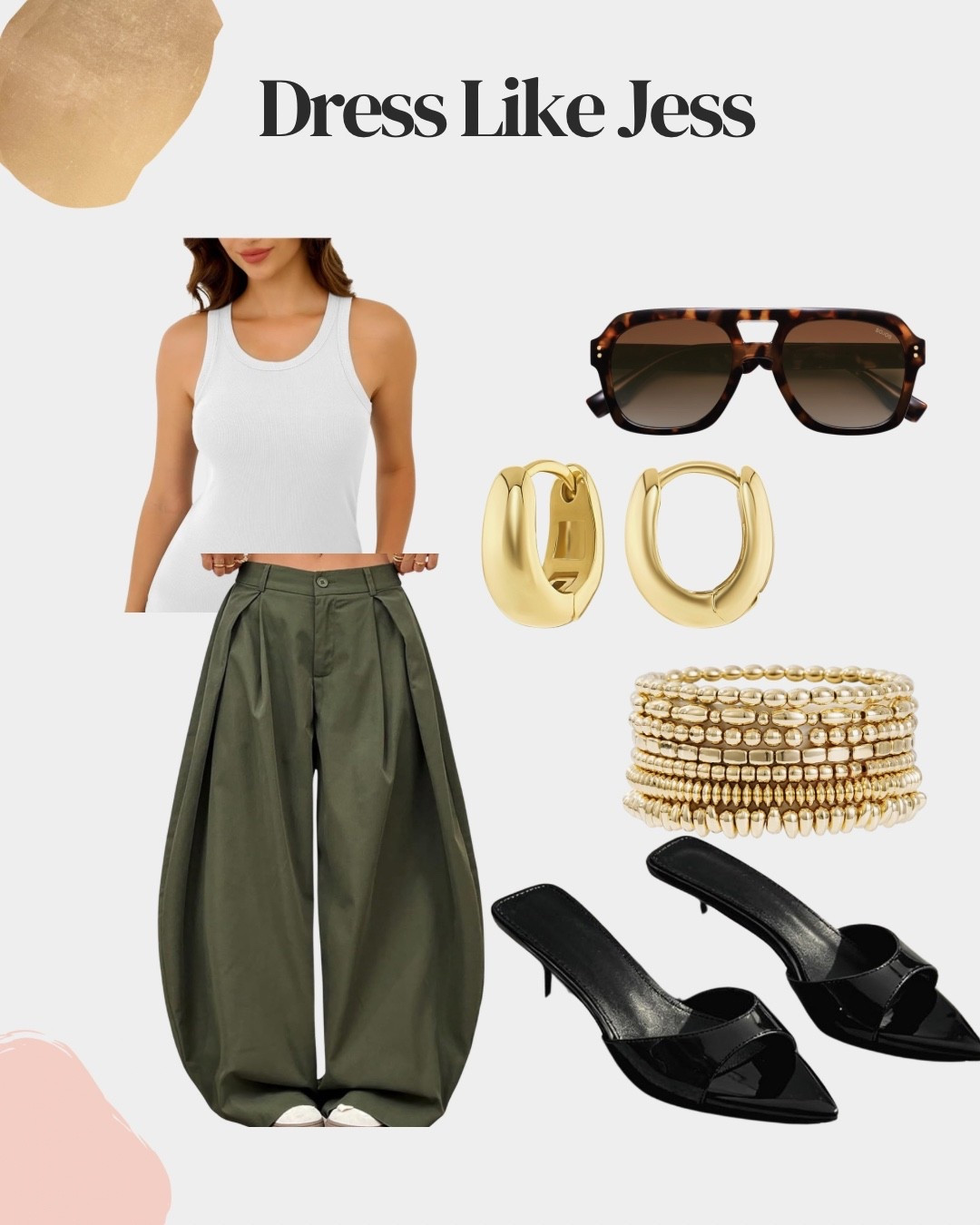 White tank 
Kitten heels
Earrings
Sunglasses
Amazon outfit

#LTKootd #LTKgrwm #LTKOver40