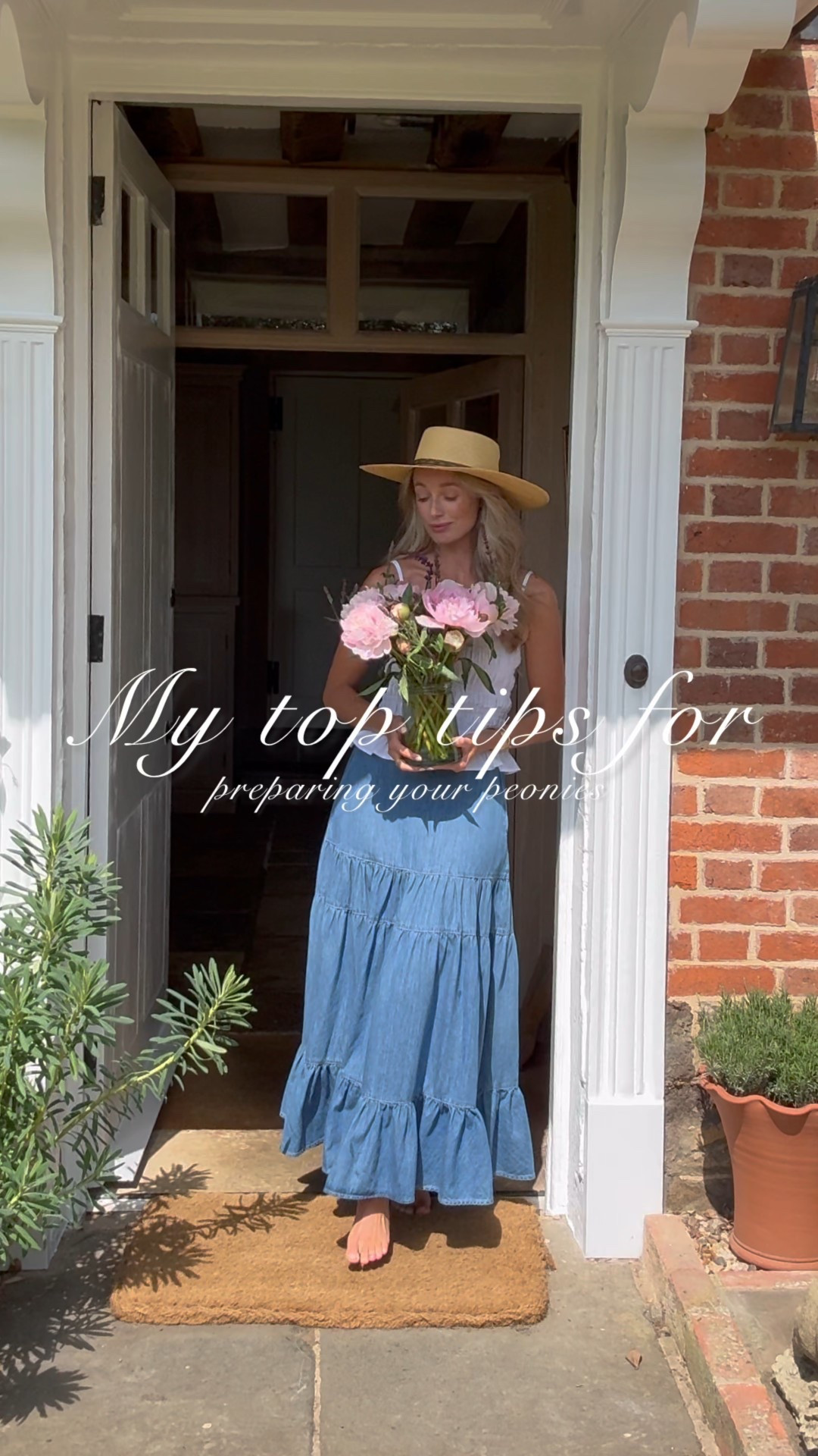 The perfect Spring look for preparing my peonies 💕 High street style, wearing a denim maxi skirt and a straw hat 👒 

#LTKsummer #LTKuk #LTKspring