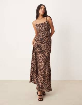Ever New exposed cup corset maxi dress in leopard print | ASOS (Global)
