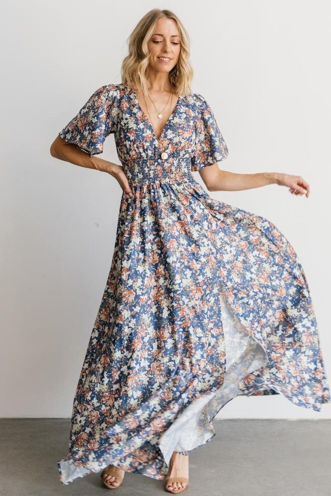 Verona Smocked Maxi Dress | Blue Floral | Baltic Born