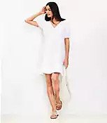 Seamed Linen Cotton Mini Dress | LOFT