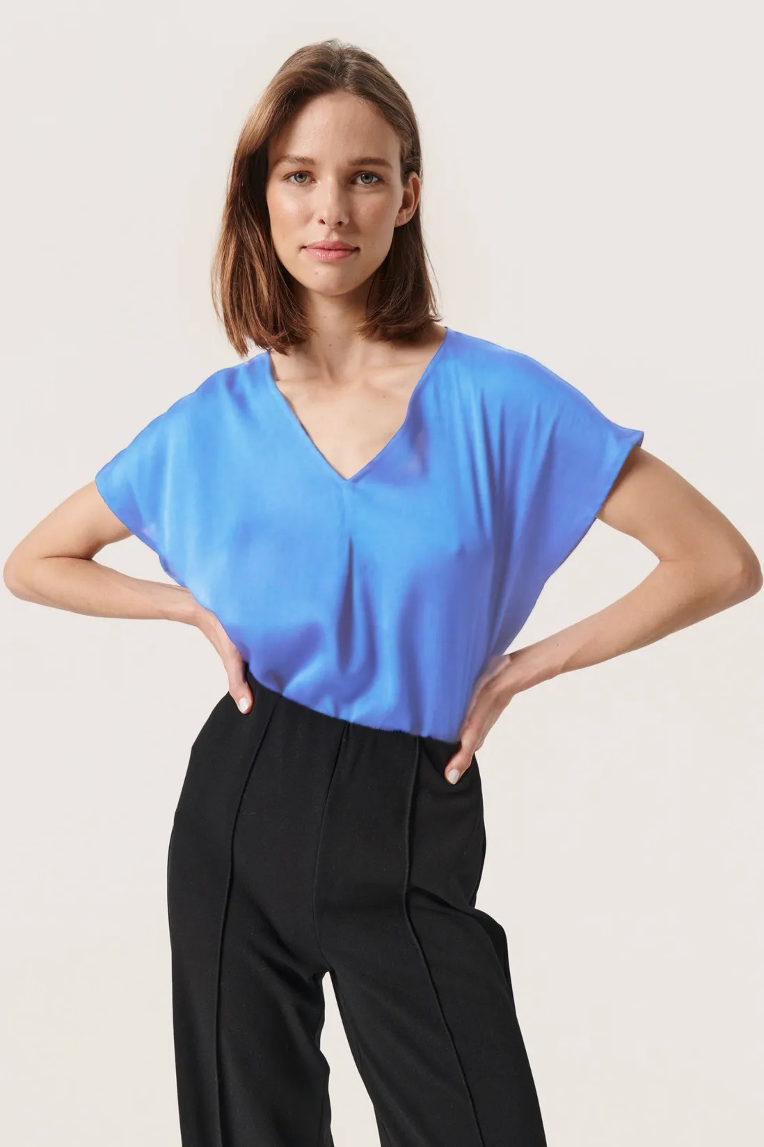 Tops | SLJessabell V-neck Satin Casual Fit Top - | Soaked in Luxury | Debenhams UK
