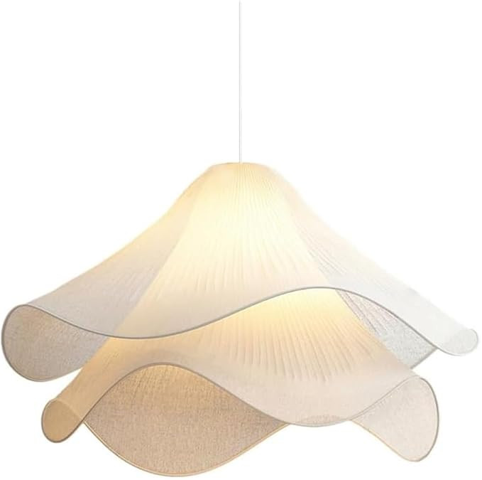 Modern Farmhouse Chandelier, Cream Petal Fabric Pendant Light with Warm LED, for Dining Room, Liv... | Amazon (US)
