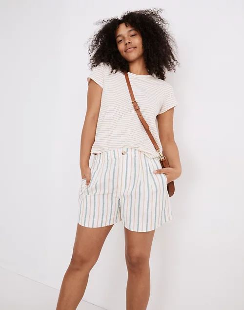 Linen-Blend Track Shorts in Stripe | Madewell