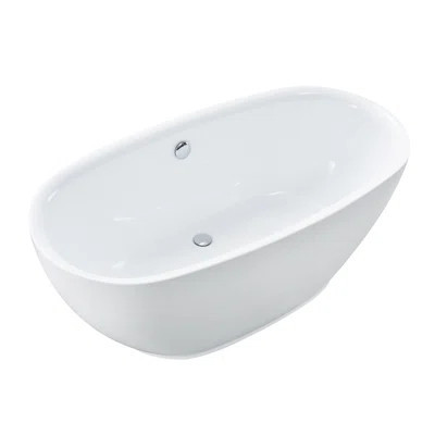 59" x 30" Freestanding Soaking Acrylic Bathtub | Wayfair North America