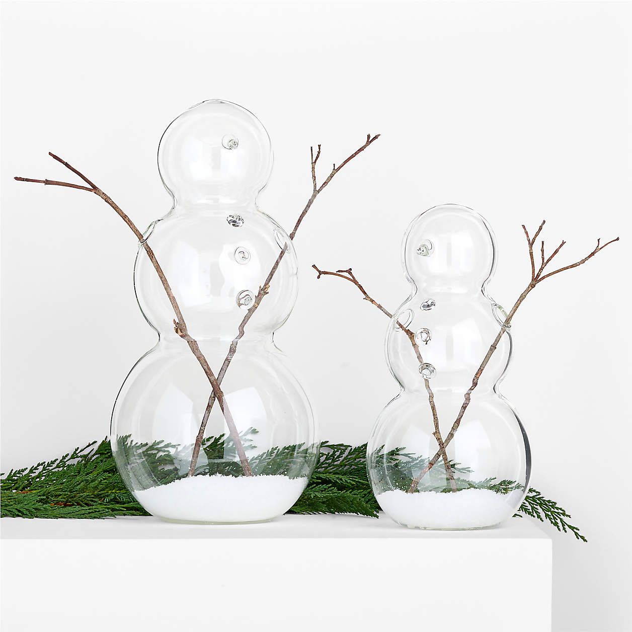 10" Glass Decorative Holiday Snowman + Reviews | Crate & Barrel | Crate & Barrel