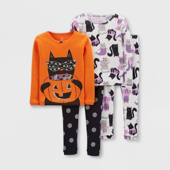 Baby Girls' 4pc Halloween Snug Fit Pajama Set - Just One You® made by carter's Orange/Black | Target
