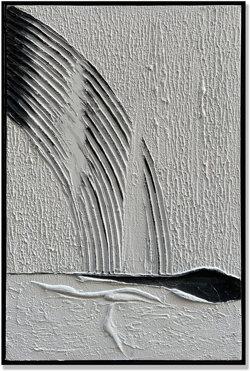 Slyart Black and White Painting, Black Framed Abstract Wall Art, Large Oil Painting on Canvas Tex... | Amazon (US)