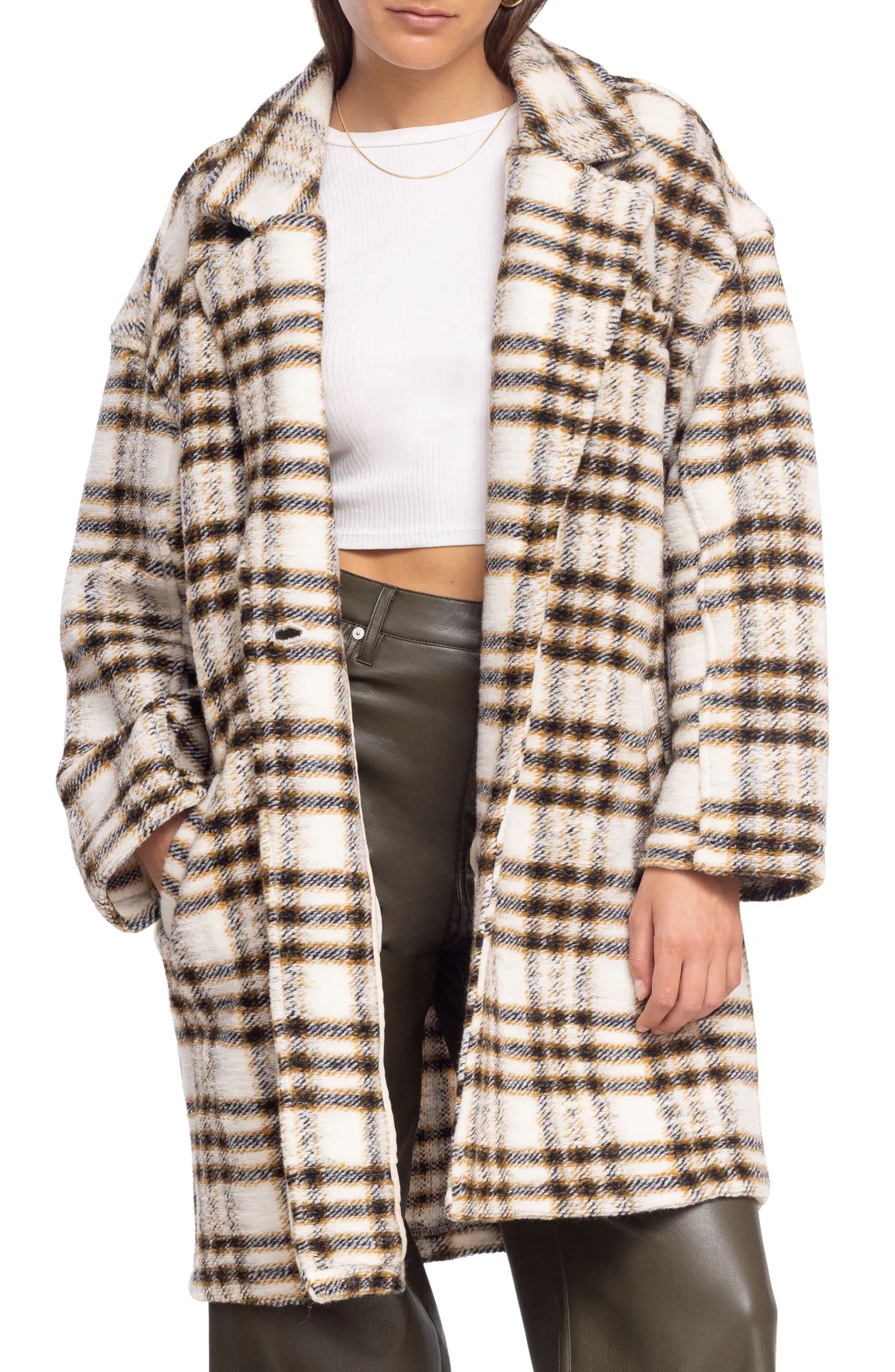 BLANKNYC Plaid Teddy Longline Coat | Nordstrom | Nordstrom