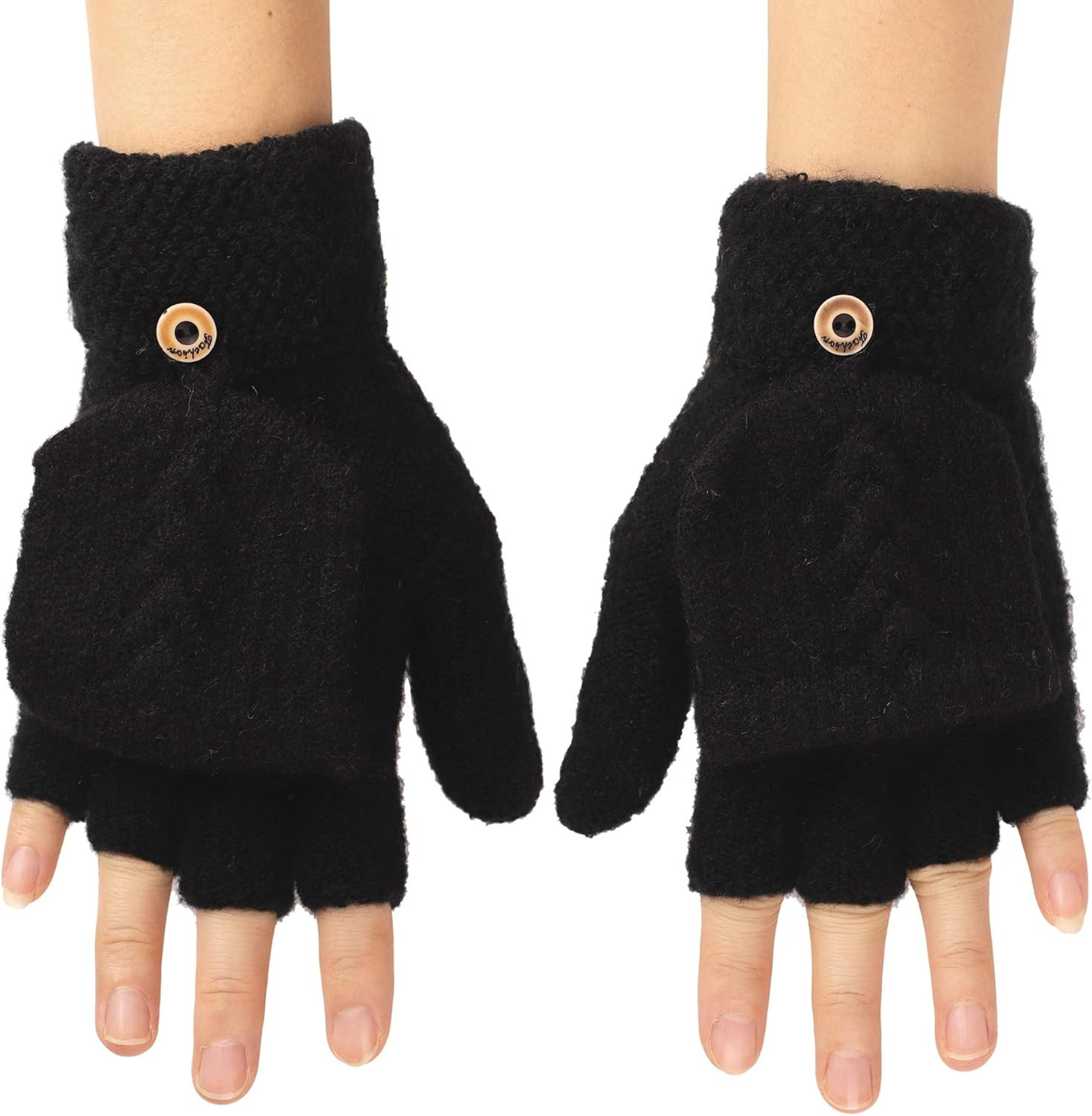 Flammi Women's Warm Knitted Fingerless Gloves Convertible Mittens | Amazon (US)