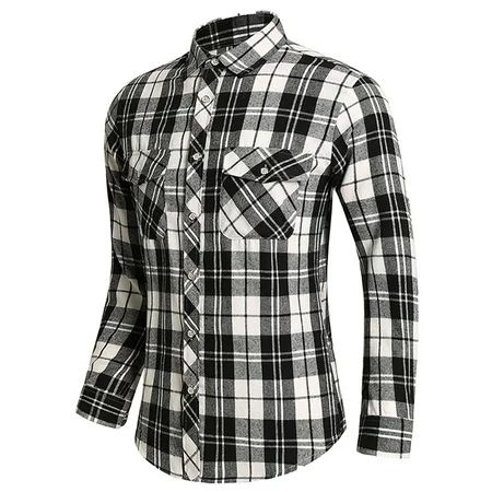 kpoplk Mens Flannel Shirts Long Sleeve Mens Long Sleeve Button Up-Plaid Shirts Casual Cotton Flannel | Walmart (US)