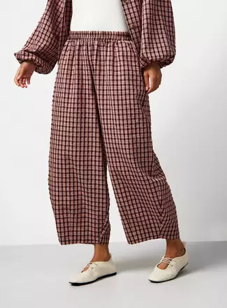 Buy Pink Checked Barrel Trousers 10 | Co-ords | Tu | Tu Clothing
