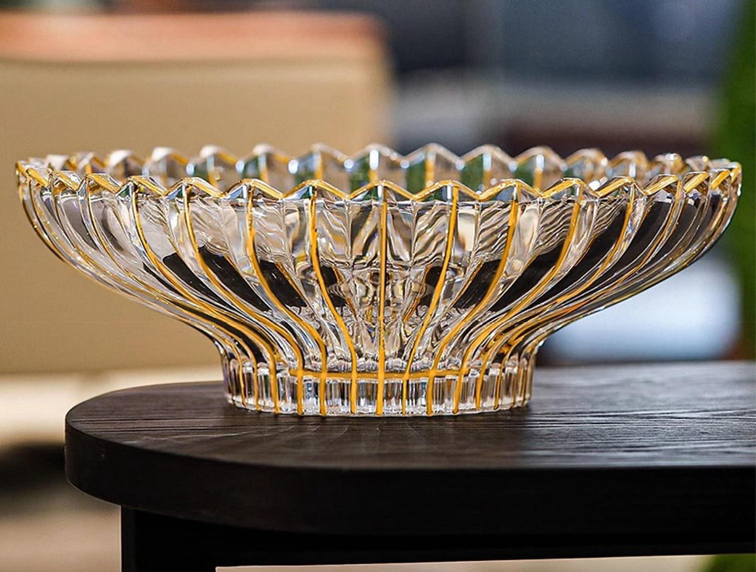 MAGCOLOR Hand-painted Gold Decorative Bowl-12 inch Diameter, Fruit Bowl, Kitchen Table Centerpiece, Home Decor. (Gold) | Amazon (US)