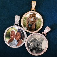 Personalized Smaller Size Custom Made Photo Circle Necklace & Pendant With Choice Of Chains, Hip Hop Round Necklace, Iced Out, Jewelry Gift | Etsy (US)