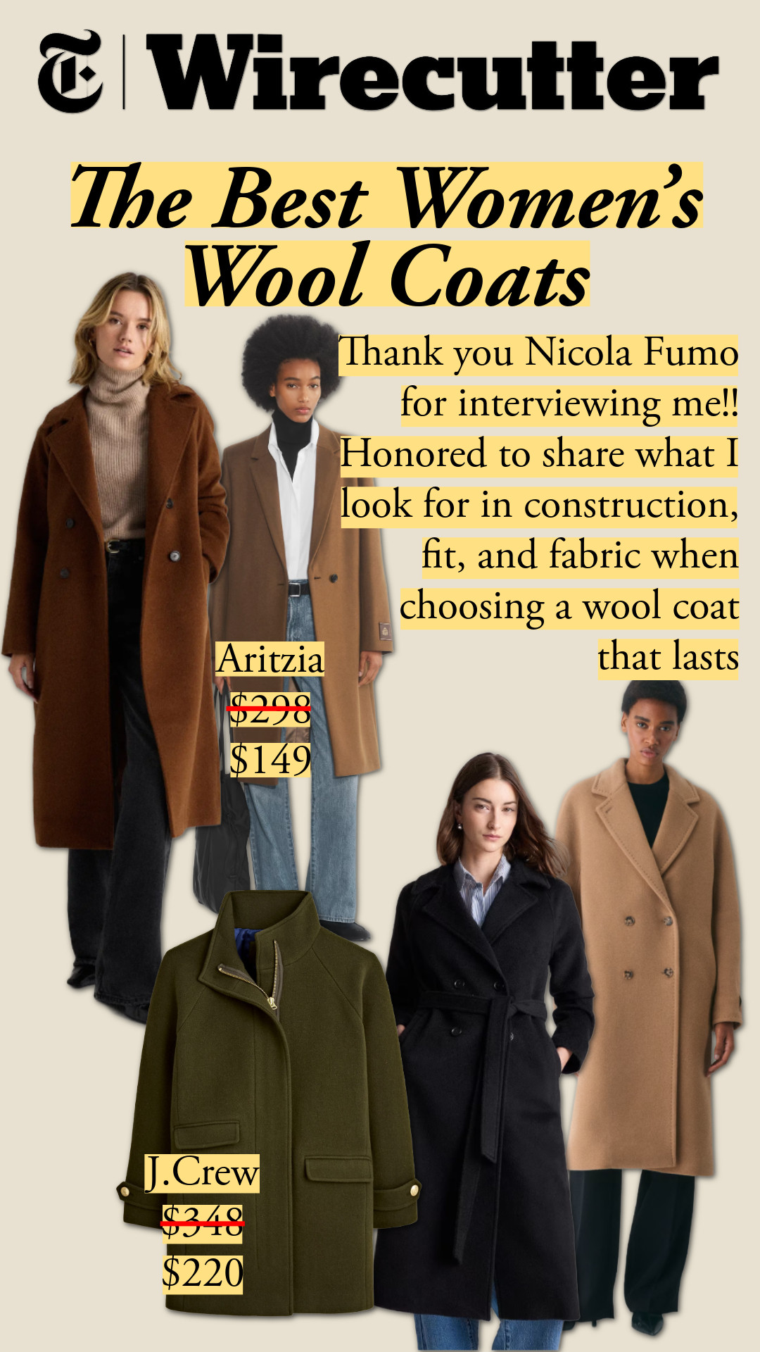 The best women's wool coats 🧥

Wirecutterbarr | Aritzia | J.Crew 

 #LTKdayinmylife #LTKSaleAlert #LTKWorkwear