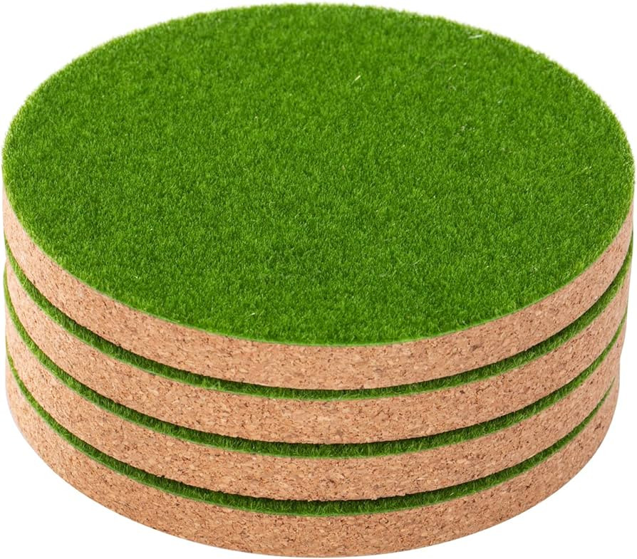 Lawn Drink Coasters Set of 4, Decor Turf Football Coasters Sports Fan Golf Soccer Baseball Botani... | Amazon (US)