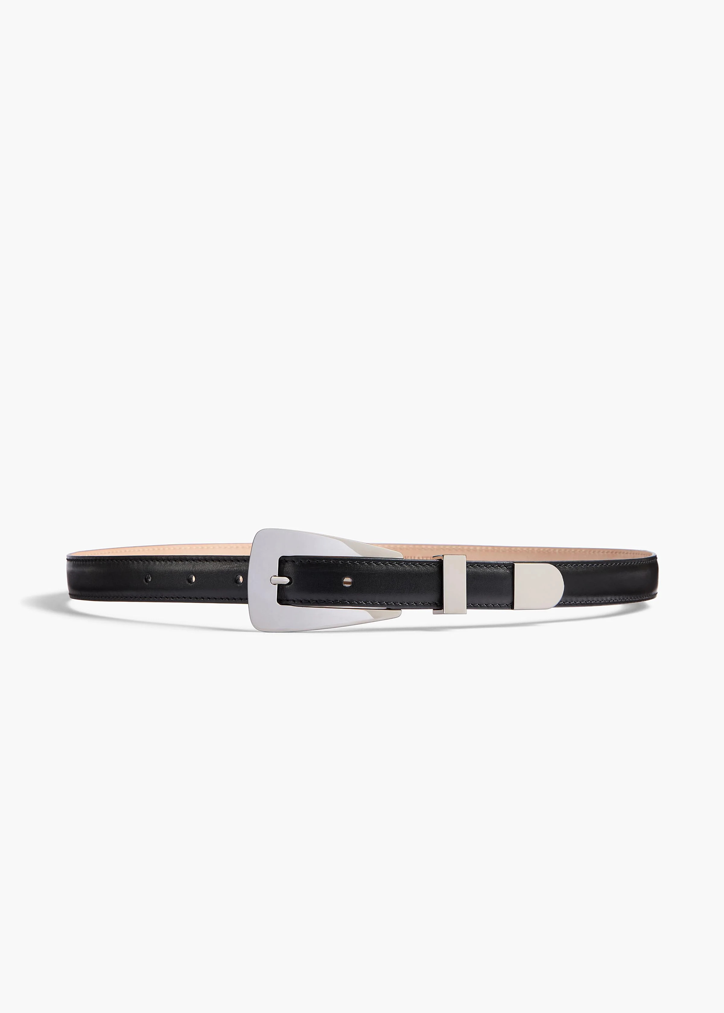 KHAITE - Small Lucca Belt In Black Leather With Silver | Khaite