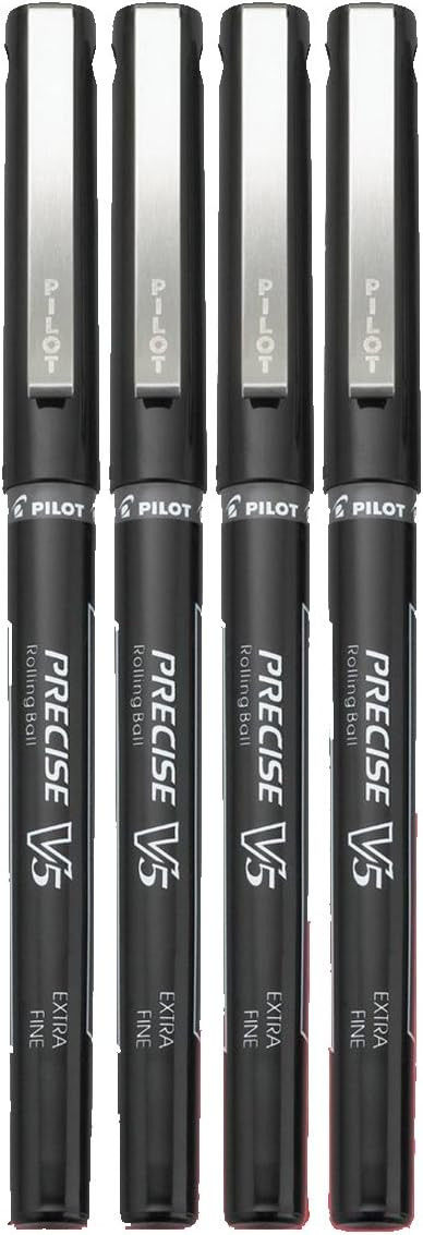 Pilot, Precise V5, Capped Liquid Ink Rolling Ball Pens, Extra Fine Point 0.5 mm, Black, Pack of 4 | Amazon (US)