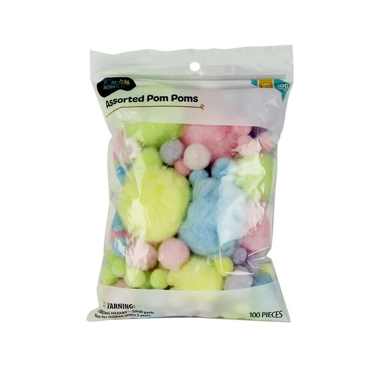 Hello Hobby 100pc Pom Poms, Pastel Multicolor 0.2lb | Walmart (US)