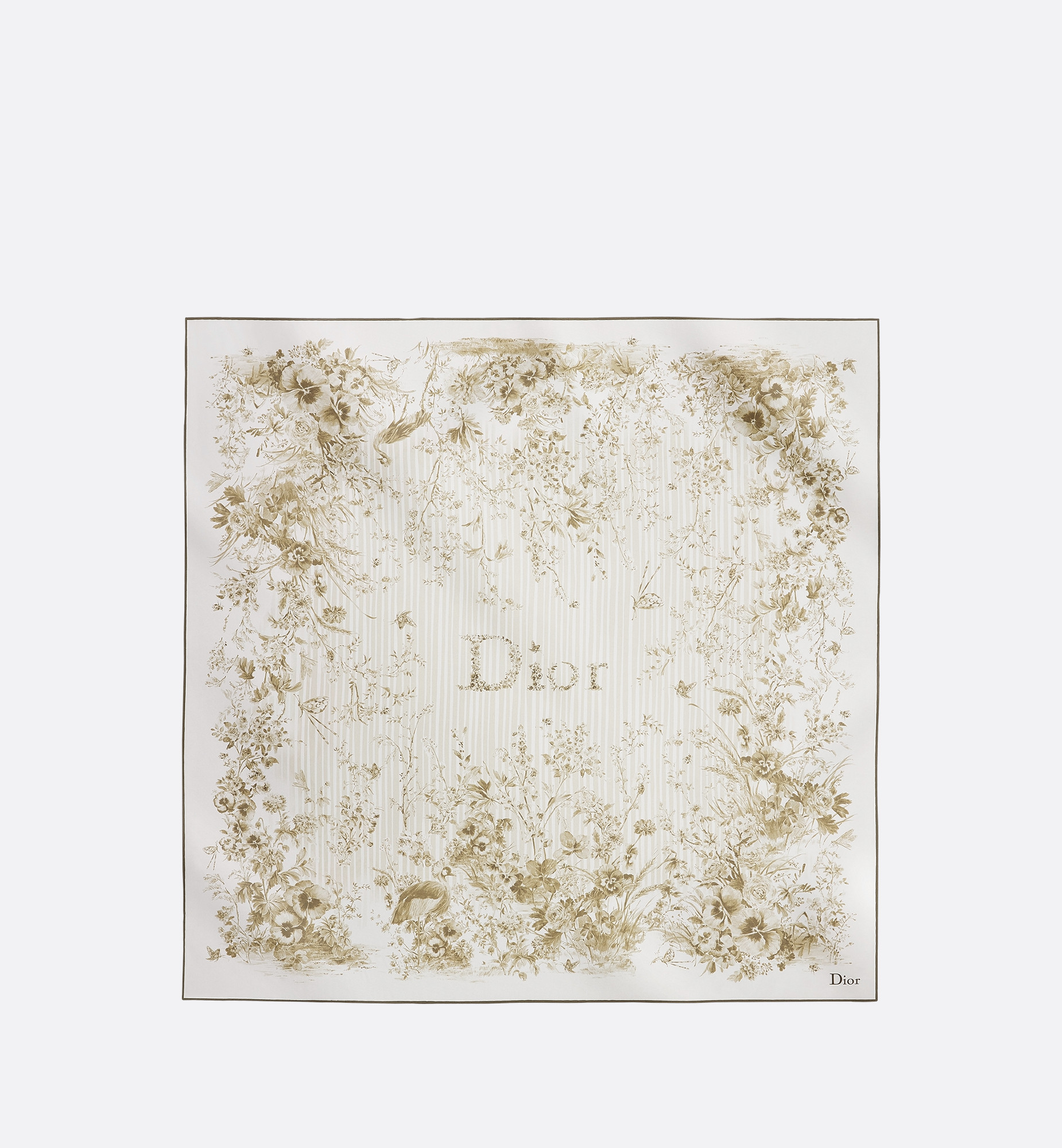 Dioriviera Toile de Jouy Floral Garden 90 Square Scarf White and Beige Silk Twill | DIOR | Christian Dior Parfums UK