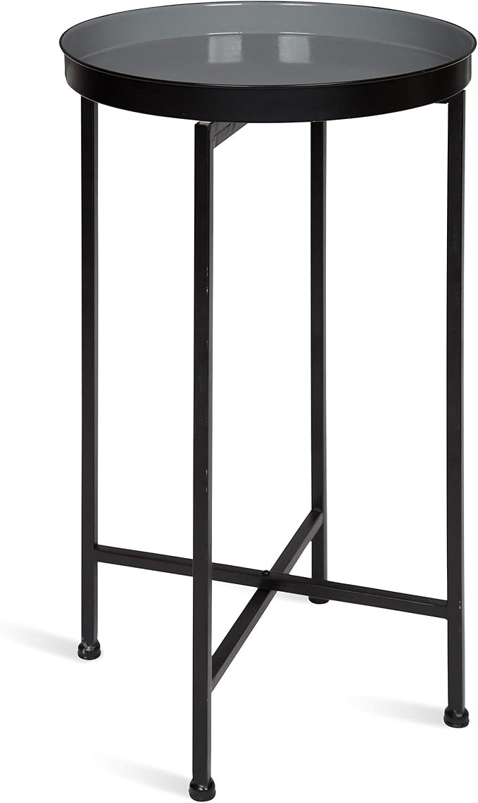 Kate and Laurel Celia Round Foldable Tray Accent Table, 14" x 14" x 25.75", Gray and Black, Moder... | Amazon (US)