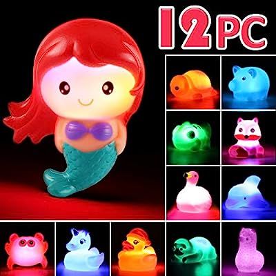 Laxdacee Bath Toy, 12 Pack Light up Animal, Floating Rubber Auto Flashing Color Tub Toys for Bath... | Amazon (US)