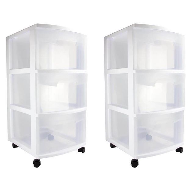 Sterilite Ultra 3 Drawer Cart Plastic Rolling Storage Container (2 Pack) | Target