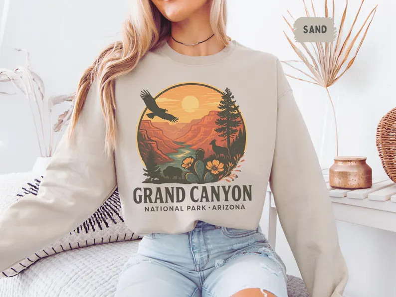 Retro Grand Canyon National Park Sweatshirt - Vintage Crewneck Jumper, Unisex Pullover, Nature Lo... | Etsy (US)