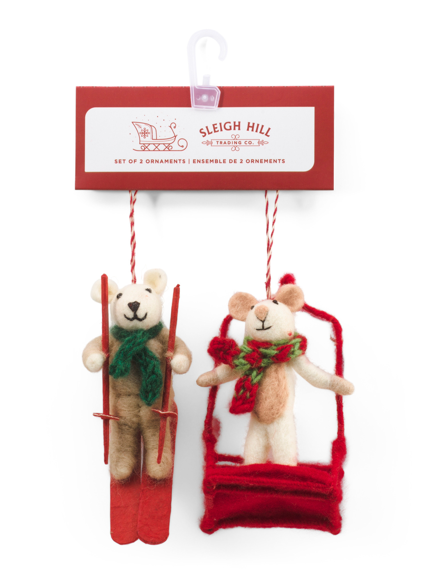 Set Of 2 Wool Skiing Mice Ornaments | Pillows & Decor | Marshalls | Marshalls