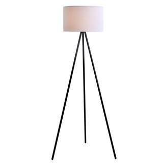 Cresswell 61.25 in. Black Metal Tripod Floor Lamp with Linen Shade-19973-000 - The Home Depot | The Home Depot