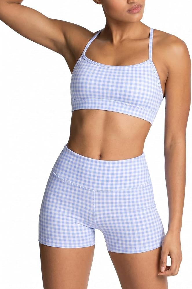 IMEKIS Women's Workout Sets 2 Piece Yoga Outfit High Waisted Biker Shorts Leggings Sports Bra Gym... | Amazon (US)