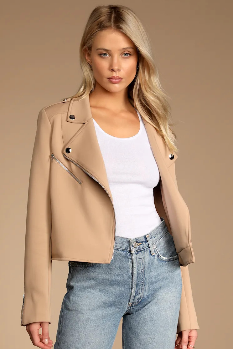 Living On the Edge Taupe Moto Jacket | Lulus (US)