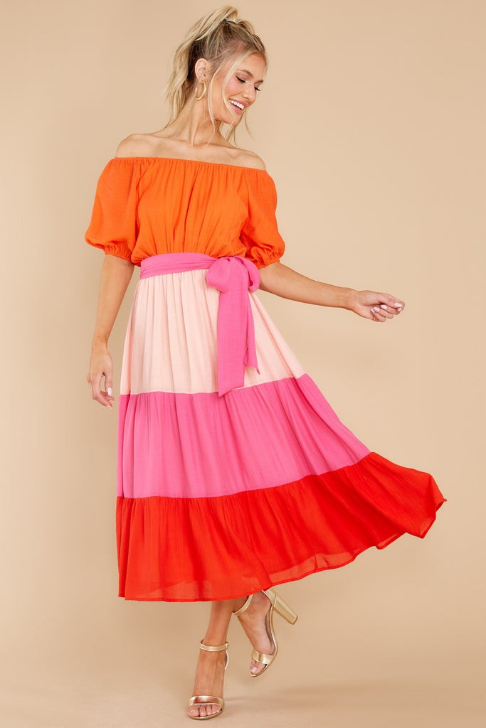 Instant Sparks Orange Multi Dress | Red Dress 