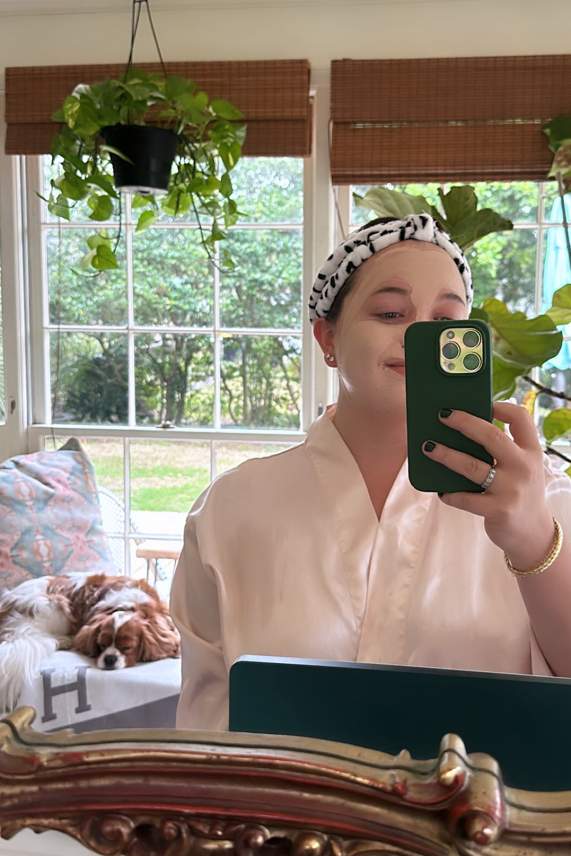 Self care time is essential! in this silky robe, plants, and clay mask it would be impossible to not feel like your at a spa retreat in your own home. even the dog is blissfully comfortable! 🧖🏼‍♀️

#LTKGiftGuide #LTKfindsunder100 #LTKhome